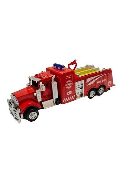 OEM Metal Car, Toy Fire Truck Model with Hose, Red, 14cm
