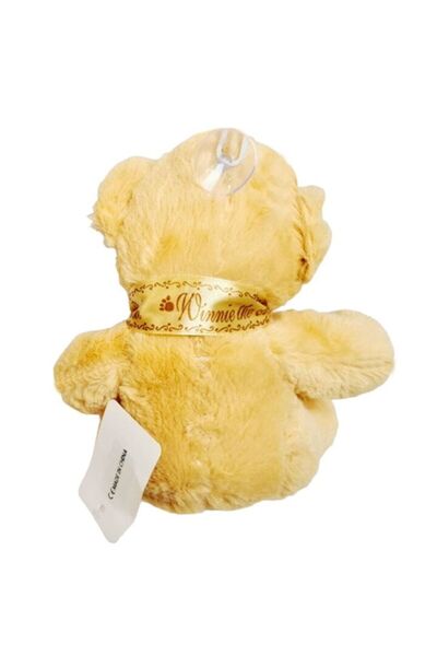 OEM Plush toy, fluffy teddy bear with satin bow, beige, 17 cm