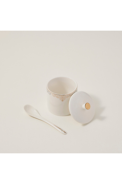 Dallaty white with silver and gold prints Tea and coffee cups set 28 pcs