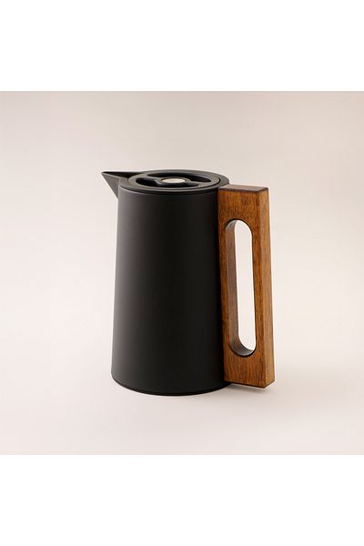 Dallaty Steel Vacuum Flask Flask With Wood Handle 0.6L, Black
