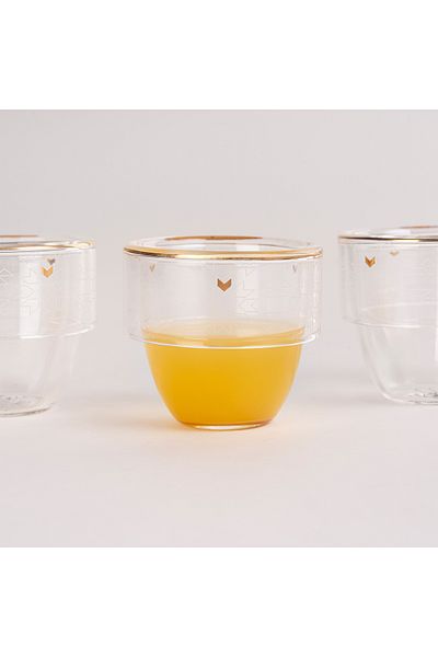 Dallaty white glass Saudi coffee cups set 6 pcs