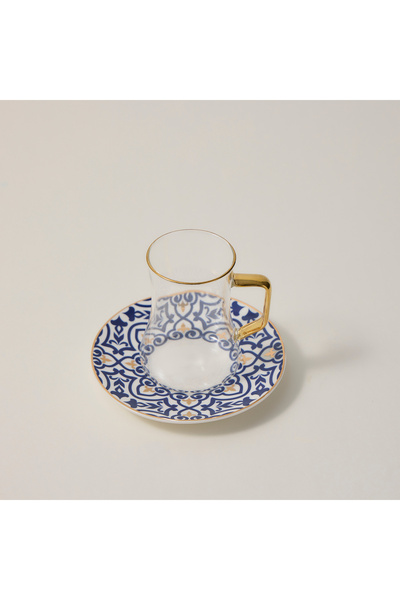 Dallaty blue and gold porcelain tea and coffee cups set 18 pcs