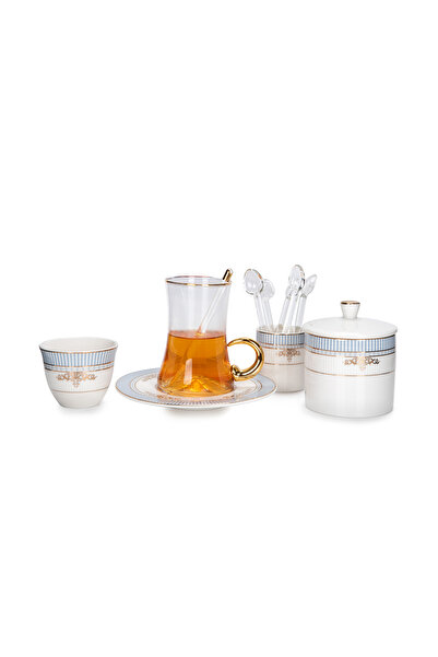 Generic 28Pc Arabic Tea And Coffee set Porcelain Royal Blue