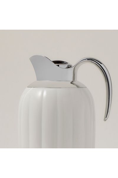 Dallaty pumpk steel vacuum flask white & chrome 1L