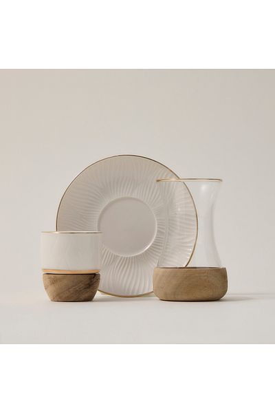 Dallaty 18 Pcs Arabic Tea And Coffee Set White Blend
