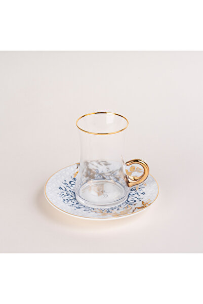 Dallaty white porcelain and glass Tea and coffee cups set 18 pcs