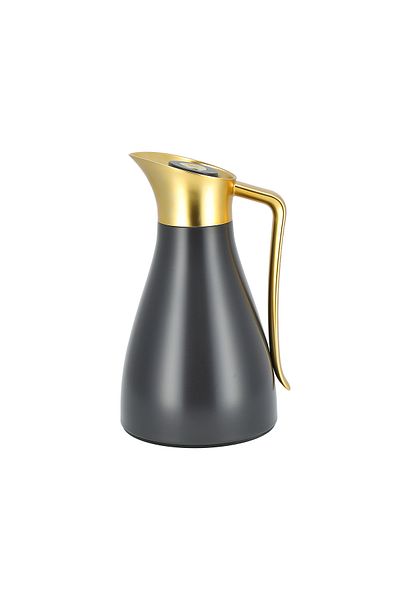 Dallaty grey steel vacuum flask with matt golden handle 1L