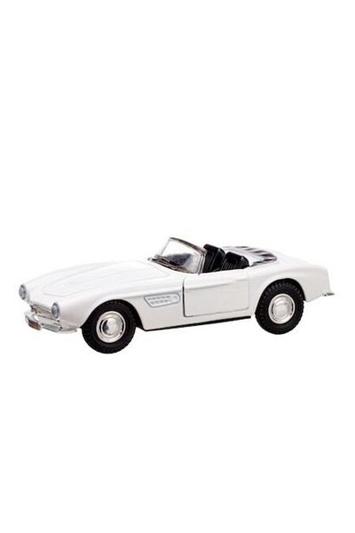 OEM Convertible metal toy car, old car, model with two doors that open, pull back, 1:32, white
