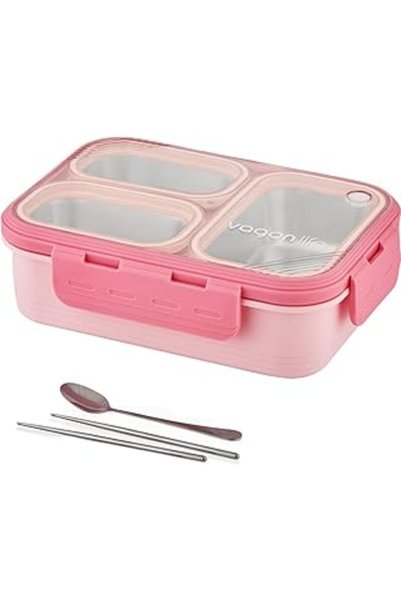 Generic Brand Vagonlife Lunch Box 620 ml Single Layer Three Compartment Metal...