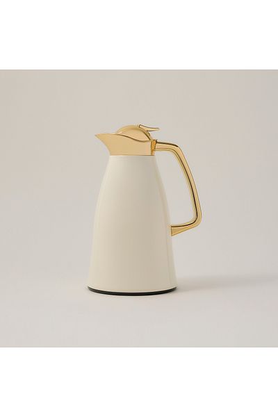Dallaty vacuum flask chrome and beige 1L