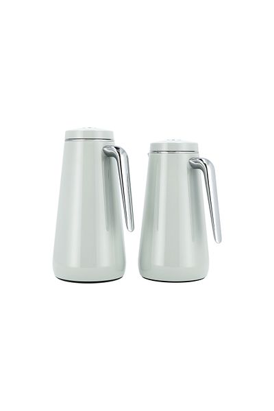 Dallaty set of 2 steel vacuum flask grey/chrome 1.0L and 1..3L