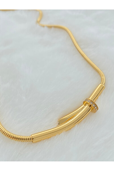 Rednose Çivi Tasarım Gold Çelik Kolye modern stil gece günlük abiye zarif şık cesur plaj tatil