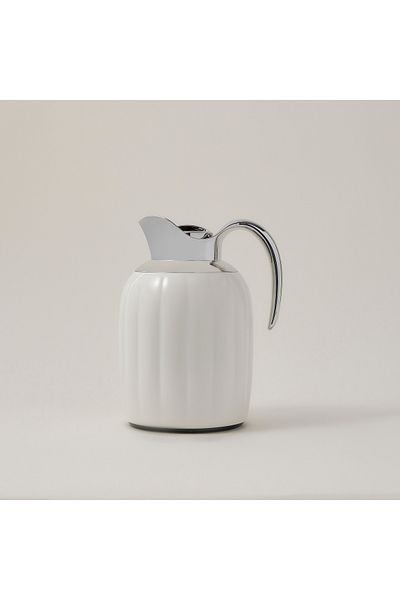 Dallaty pumpk steel vacuum flask white & chrome 1L