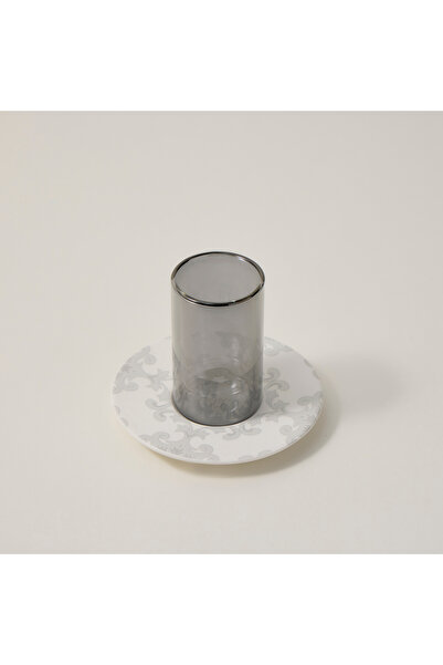 Dallaty white porcelain and glass Tea and coffee cups set 18 pcs