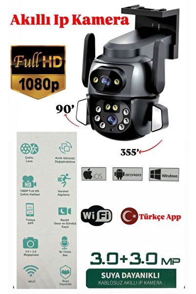 WASHA Çift Lens 1080p Gece Görüş Akıllı Ip Kamera Wifi Su Geçirmez 3.0+3.0 mp Dış Mekan Ev Ofis Bebek
