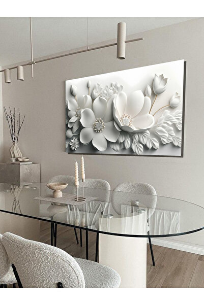ESLEM BEYAZ ÇİÇEK MODERN KANVAS KANVAS TABLO