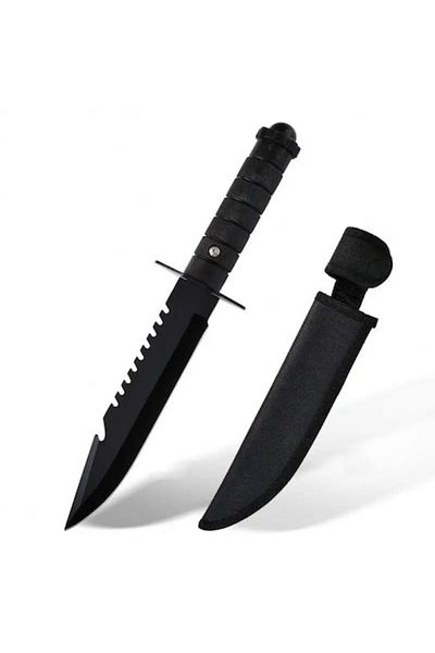OEM Military Tactical Knife, Stainless Steel, Protective Sheath, Metal Handle, 30 cm, Black