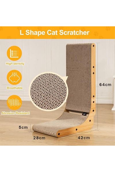 TRADE BAY Cat Scratching Board with Catnip, L-Shaped, 64cm High