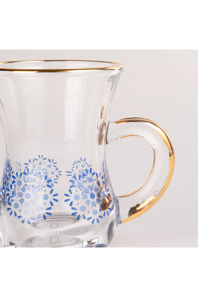 Dallaty La Mesa blue porcelain and glass tea and coffee cups set 18 pcs