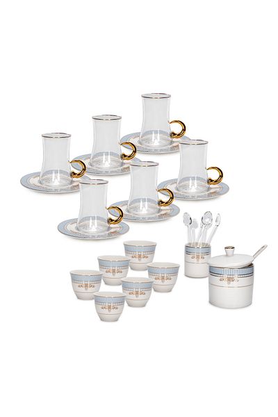 Generic 28Pc Arabic Tea And Coffee set Porcelain Royal Blue