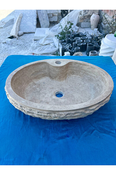 MidartStone El Yapımı Traverten Doğal Taş Lavabo – Özel Tasarım Banyo Lavabos...