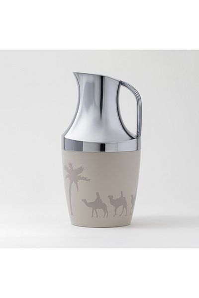 Dallaty 1L stainless steel vacuum flask with camel pattern in beige