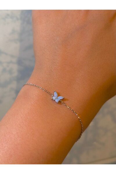h&b design jewel 925 Ayar Gümüş Opal Taşlı Kelebek Bileklik