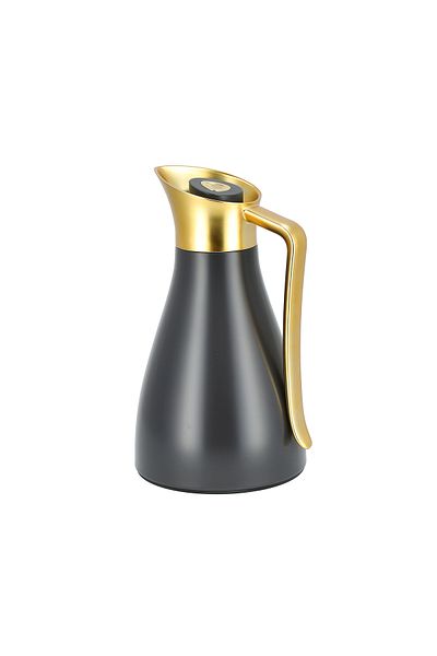 Dallaty grey steel vacuum flask with matt golden handle 1L
