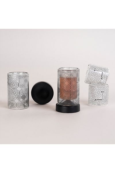 Dallaty glass with black patterns Tea and coffee cups set 18 pcs