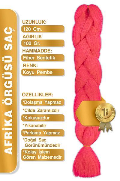 TAM TARZ Fiber Synthetic Hair for African Braid Rasta and Box Braid - Dark Pink