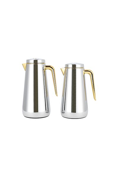 Dallaty set of 2 chrome steel vacuum flask 1.0L and 1..3L
