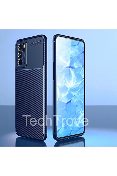 TechTrove Oppo Reno 6 4G Kılıf Kamera Korumalı Darbe Emici Karbon Fiber Desen...