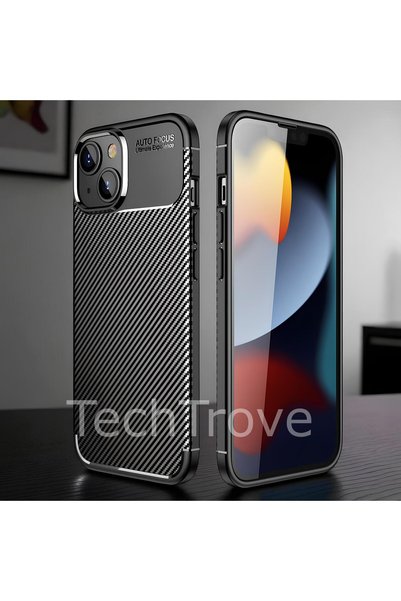 TechTrove حافظة لهاتف آيفون 14 مع حماية للكاميرا وممتصة للصدمات من ألياف الكر...