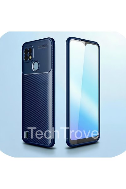 TechTrove حافظة Realme C25 مع حماية للكاميرا وممتصة للصدمات من ألياف الكربون ...