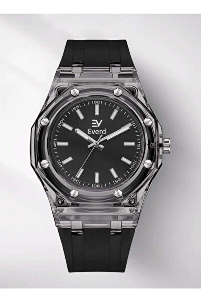 everd Men's Watch with Rubber Strap and Transparent Dial