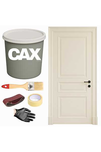 caxcolors AHŞAP & LAKE VERNİKLİ KAPI AKRİLİK BOYA SETİ 1 LİTRE + FIRÇA + ZIMPARA + BANT + ELDİVEN