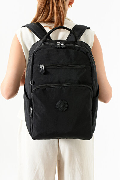 Crazy حقيبة ظهر من القماش المجعد المقاوم للماء مقاس 14 بوصة مع حجرة للكمبيوتر المحمول، حقيبة سفر يومية للعمل والمدرسة للجنسين