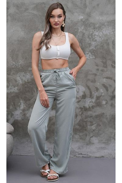 Rich Star Wide Leg Elastic Waist Thin Fabric Trousers