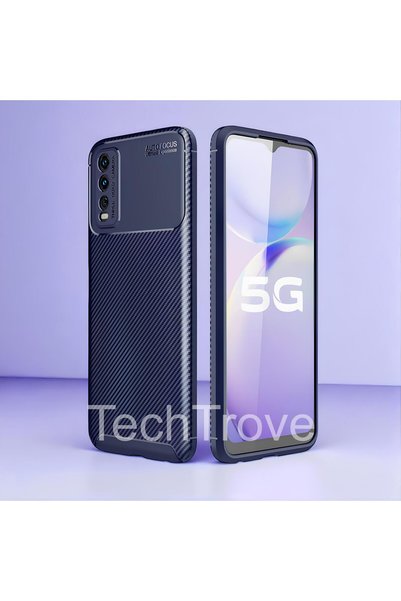 TechTrove Vivo Y20 Case Shock Absorbing Carbon Fiber Pattern Colorfast Silico...
