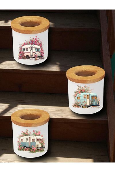 lili hediyelik Cutie de creion pentru birou din 3 piese cu imprimare Rose And Caravan - Acasa Bucatarie Birou Articol de loc de munca