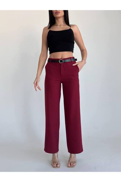 b buhari bykoc Pantaloni Burgundy cu centură