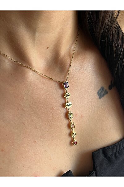 Çelik Lucky Store Renkli Taşlı Kolye