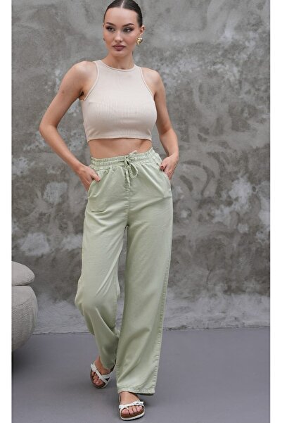 Rich Star Wide Leg Elastic Waist Thin Fabric Trousers