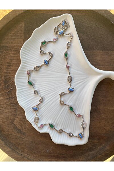 KARSU 925 Ayar Gümüş Çok Renkli Vintage Kolye