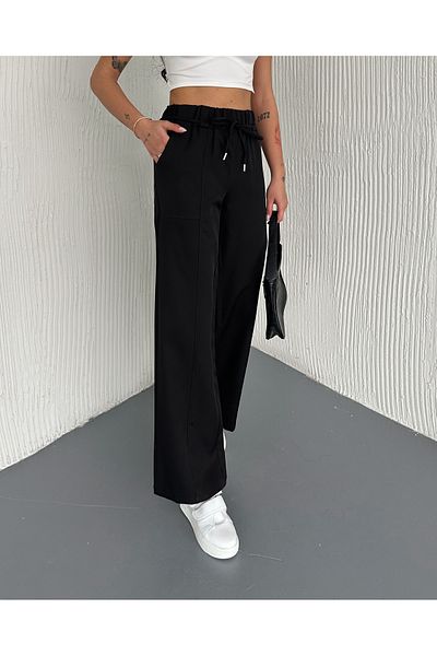 02Lady Fashion PANTALONI DABIL FABRIC CU DETALII PIESE CU ȘIRETURI CU ȘIRETURI