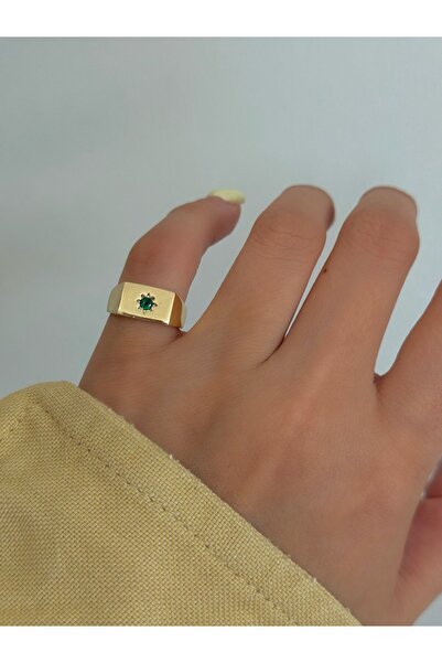 h&b design jewel Yeşil Taşlı Serçe Parmak Yüzüğü