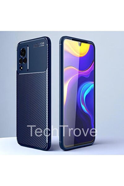TechTrove Vivo V21 Kılıf Kamera Korumalı Darbe Emici Karbon Fiber Desenli Ren...