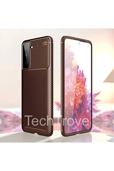 TechTrove Samsung Galaxy S21 Kılıf Kamera Korumalı Darbe Emici Karbon Fiber Desenli Renk Atmaz Silikon Kapak