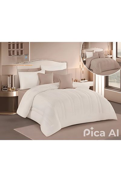RedRosa Double bed sheet set, hotel print, double sided, to add beauty to your room decor, 8 pieces, quilt size 260x240 cm