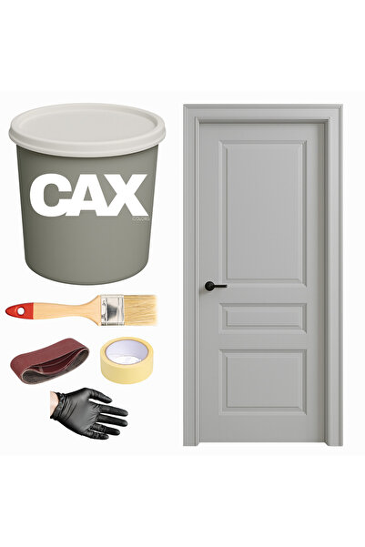 caxcolors AHŞAP & LAKE VERNİKLİ KAPI AKRİLİK BOYA SETİ 1 LİTRE + FIRÇA + ZIMPARA + BANT + ELDİVEN